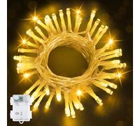 Bowfar Battery Fairy Lights, 5M 50 LED Warm White Fairy Lights Battery Operated with 6h Timer, IP65 Waterproof Christmas String Lights for Jar Garden Indoor Outdoor Christmas Decorations(Clear Cable)