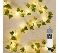 Bowfar Ivy Fairy Light, 8 Modes 20 LED Vines with Fairy Lights, 2M Fake Ivy String Lights Leaves with Timer, Artificial Ivy Garland Battery/USB Operated for Wedding Party Room Indoor Home Wall Decor