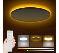 Bowfar LED Ceiling Lights, 24W 2800LM Ceiling Lamp with Remote Control Dimmable 3000K-6500K, 1800K Night Light Amber, Bathroom Lamp for Living Room Kitchen Hallway Bedroom Ø29.5x2.5cm, Round White