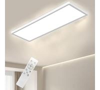 Bowfar LED Ceiling Lights, Rectangular Ceiling Lamp with Remote Control, Dimmable 3000K-6500K, Ultra Flat 24W LED Panel with Backlight for Living Room, Bedroom, Office, Bathroom, 58*20*2.5cm-White