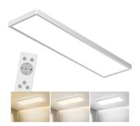 Bowfar LED Ceiling Lights, Rectangular Ceiling Lamp with Remote Control, Dimmable 3000K-6500K, Ultra-Slim LED Panel 4000LM 40W with Backlight for Living Room, Bedroom, Office, 80 * 25 * 3.3cm-White
