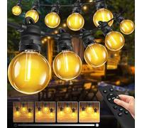 Bowfar Outdoor Festoon Lights, 20M Garden String Lights Mains Powered | 30+2 Bulbs Garden Fairy Lights with Remote, IP68 Waterproof Dimmable Outside Lights for Patio Party Wedding Backyard Gazebo
