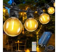 Bowfar Outdoor Solar Fairy Lights, 10m, 19 LED Bulbs, Remote Control, IP68 Waterproof, 8 Modes, Garden Lighting for Balcony, Patio, Outdoor