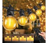 Bowfar Outdoor String Lights, 10M G40 Bulb Garden Fairy Lights Mains Powered with 17+2 Bulbs, IP68 Waterproof Dimmable Festoon Lights with Remote Control for Garden Patio Party Wedding Balcony Gazebo