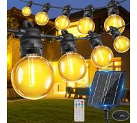 Bowfar Solar Fairy Lights Outdoor, 15M 25+2 G40 Bulbs Solar Lights Outdoor Garden, Remote Control, IP68 Weatherproof String Lights 8 Modes Garden Lighting for Balcony Patio Party Decoration