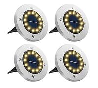 Bowfar Solar Lights Outdoor Garden, 12 LEDs Solar Ground Lights IP65 Waterproof Warm White Decking Lights, Solar Powered Outdoor Lights for Lawn Pathway Patio Landscape Fence, 4 Pack