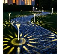 Bowfar Solar Lights Outdoor Garden, 6 Pack Garden Solar Lights IP65 Waterproof Stainless Steel Lighting for Outdoor Patio Lawn Balcony Paths Yard Landscape Decor, Warm White