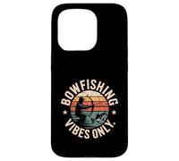 Bowfishing Vibes Only Retro Sunset Angler Scene Case for iPhone 15 Pro