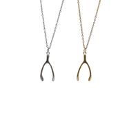 BowieStar Wishbone Stainless Steel Pendant Necklace Snake Chain Silver or Gold Cute Girls Gift Present (Silver (Link Chain))