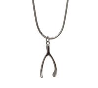 BowieStar Wishbone Stainless Steel Pendant Necklace Snake Chain Silver or Gold Cute Girls Gift Present (Silver)