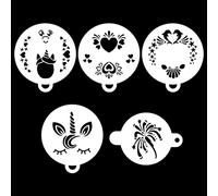 Bowitzki 5pcs Reusable Face Paint Stencils for Body Art Painting Halloween Party Makeup Temporary Tattoos Stencils (joy)