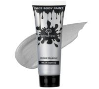 Bowitzki Face and Body Paint 2oz Cream Makeup 60ml Water Based Face Painting Special Effects For Adults Halloween Christmas Party Stage Cosplay (Silver)
