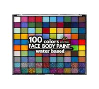 Bowitzki Face Paint Kit with 100 Colors, 8 sheets Stencils, 20 Glitters,10 Brushes, 1 Sheet Gems, Water Based Face Painting Kit, Safe Professional Halloween Party Makeup Set