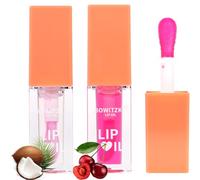 Bowitzki Lip Oil Lip Glow Gloss Hydrating Transparent Tinted Nourishing Long Lasting Lip Balm Care Moisturizing Repairing Lightening Lip Lines Blue lotus Tocopherol Squalane (Coconut+Cherry)