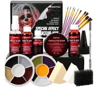 Bowitzki Professional SFX Makeup Kit - Special Effects Makeup Kit with Fake Blood, Coagulated Blood, Liquid Latex, Bruise & Zombie Face Paint for Halloween, Cosplay, Horror FX, Theater