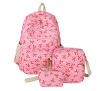 Bowknot Backpack Set - Nylon Large Medium Small 46x33x16cm | Stylish Women Bookbag with Travel, School, Daily Use, Makeup Organizer | Cute Casual Teen College Teacher Festival Outing