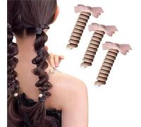 Bowknot Braided Telephone Wire Hair Bands 2023 New Phone Cord Straight Spiral Hair Ties Ponytail Braids Fixed Hair Rope for Women Bow Pearl Hair Ties