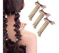 Bowknot Braided Telephone Wire Hair Bands 2023 New Phone Cord Straight Spiral Hair Ties Ponytail Braids Fixed Hair Rope for Women Bow Pearl Hair Ties