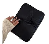 Bowknot Design Laptop Sleeve Fluffy Padded Bag Tablet Lightweight Portable Tablet Pouch Case(Black,13-14inch)
