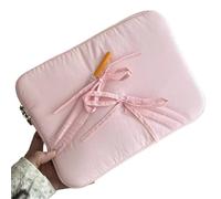Bowknot Design Laptop Sleeve Fluffy Padded Bag Tablet Lightweight Portable Tablet Pouch Case(Pink,11-inch)