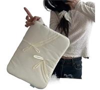 Bowknot Design Laptop Sleeve Fluffy Padded Bag Tablet Lightweight Portable Tablet Pouch Case(White,11-inch)