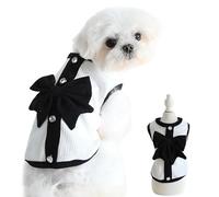 Bowknot Dog Couple Dress Small Medium Puppy Summer Vest Tutu Cat Vintage Lace Skirt Tank Top Spring Clothes Outfits (Vest (Black White), Large)