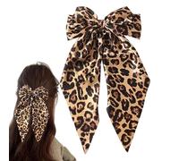 Bowknot hair-Clip - hair-Bow Barrettes, Large Satin Clip, Leopard Print Design, Durable Material, | hair-Clips With Birthday Christmas Holiday Party Accessories