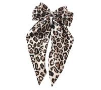 Bowknot Hair Clip | Leopard Print Large Hair Bowknot Barrettes - Long Tail Leopard Ribbon Hair Accessories for Straight Curls Thick, Fine Hair