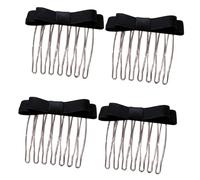 Bowknot Hair Comb,Ribbon Bowtie Hair Comb,4 Pcs, Black