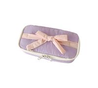 Bowknot Pen Pouch Large Capacity Fabric Pencil Case Organizer Travel Cosmetic Storage Bag, purple
