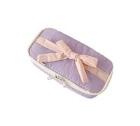 Bowknot Pen Pouches High Capacity Fabric Pencil Case Pen Organiser Travel Cosmetic Storage Bag for Student Women Girl Stylish Decorated Pencil Bag