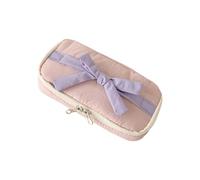 Bowknot Pen Pouches High Capacity Fabric Pencil Case Pen Organiser Travel Cosmetic Storage Bag for Student Women Girl Stylish Decorated Pencil Bag