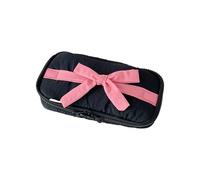 Bowknot Pen Pouches High Capacity Fabric Pencil Case Pen Organiser Travel Cosmetic Storage Bag for Student Women Girl Stylish Decorated Pencil Bag