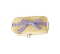 Bowknot Pen Pouches High Capacity Fabric Pencil Case Pen Organiser Travel Cosmetic Storage Bag for Student Women Girl Stylish Decorated Pencil Bag