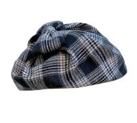 Bowknot Plaids Half Hat Headband For Female Dinner Party Hairhoop French White Hair Hairband Accessory