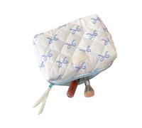 Bowknot Print Cosmetic Bag for Women Fashionable Toiletry Organiser Spacious Zippered Makeup Holder for Daily Use Decorative Storage for Accessories