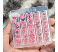 Bowknot Silicone Nail Molds 3D Gel Nail Art Sculpture Bow Mold DIY Bow Charms for Nails Design Reusable Manicure Carved Mould