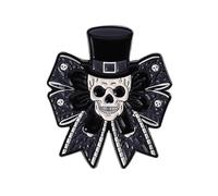 Bowknot Skeleton Drip Oil Pin Scary Halloween Jewelry Gift Gothic Lapel Brooch for Costume Decors Gothic Bowknot Brooch for Clothing