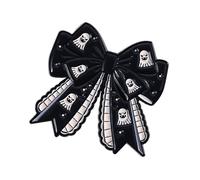 Bowknot Skeleton Drip Oil Pin Scary Halloween Jewelry Gift Gothic Lapel Brooch for Costume Decors Halloween Skeleton Bat Alloy Brooch