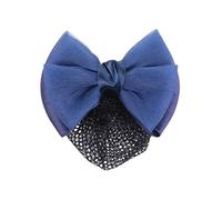 Bowknot Snood Net Barrette Hair Clip Bow Bun Cover Elastic Women Lady Hair Accessories Decor (Dark Blue)