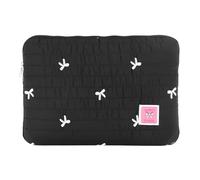 Bowknot Soft Pad Tablet Bag Embroidery Cute Quilted Laptop Sleeve (Black M)