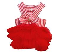 Bowknot Striped Mesh Vest Pet Dog Dresses Dog Princess Dress Wedding Lace Dress for Pomeranian Chihuahua Small Breed Dogs Cats Doggy (Red)