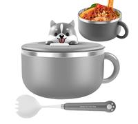 Bowl - 1200ml Food Grade Thermal Soup Set, Portable Meal Carrier with Fork Lid, Practical Hot Meal Storage Dish Unit, Reliable Kitchen Serving Container | Great for College Dorm Daily Eating