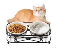 Bowl for Cat Food, Dispenser Bowl with Stand, Ceramic Bowl for Dogs for Food and Water, Pet Accessories for Feeding Kittens, for Outdoor Activities and