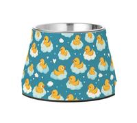 Bowl for Pets Enhanced Stainless Steel Cat Feeding Bowls for Small Pet Whisker Friendly Cute Yellow Ducks Floating on Clouds