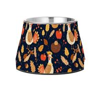 Bowl for Pets Non Skid Stainless Steel Metal Pets Bowls for Small Pet Comfort Feeding A Cute Turkey Pumpkin Pie and Acorns
