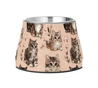 Bowl for Pets with Stand Stainless Steel Metal Pets Bowls for Dogs Cats Rabbits Birds Whisker Fatigue Kawaii-Style Maine Cooncats