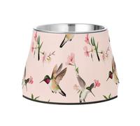 Bowl for Pets with Stand Stainless Steel Pets Water Bowl for Medium Dogs Comfort Feeding Beauty Ruby Throated Hummingbird Birds