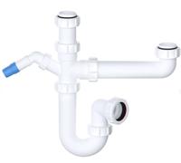 Bowl & Half Kitchen Sink Waste Trap Standard Kit Set - 40mm Standard Waste Pipe Connection