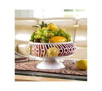 Bowl Metal Fruit Basket For Kitchen Counter Decorative Footed Fruit Bowl Round Countertop Vegetable Holder Modern Storage Basket for Bread Snack Candy Frutero(Wei)